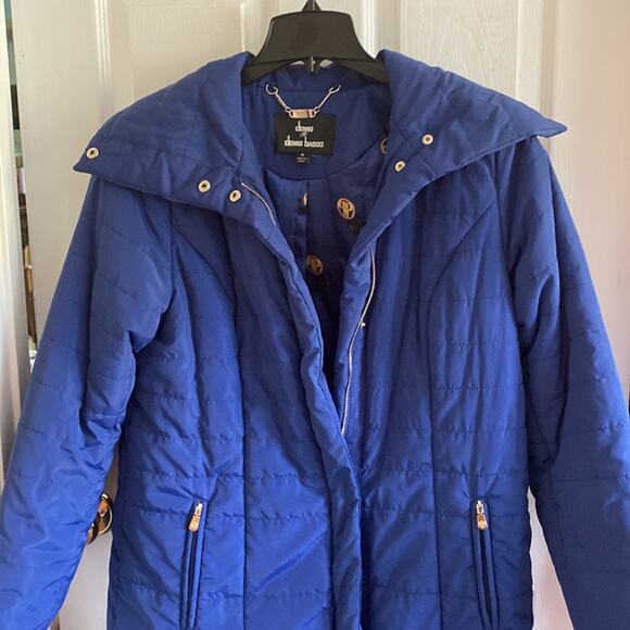 Dennis Basso women’s size medium long blue quilted coat - Picture 3 of 7